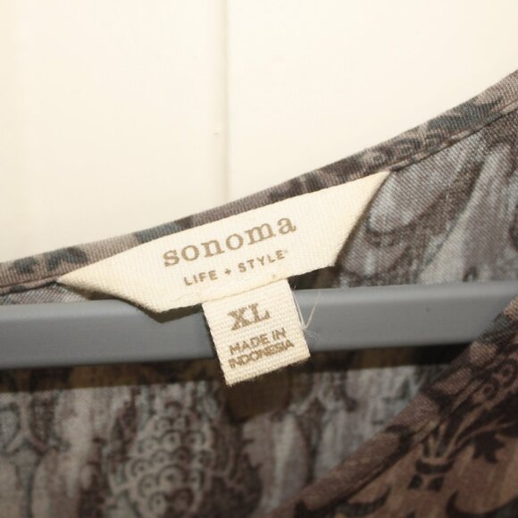 Women's Sonoma Peasant Boho Blouse Top Like New XL Purple & Black - Picture 2 of 4